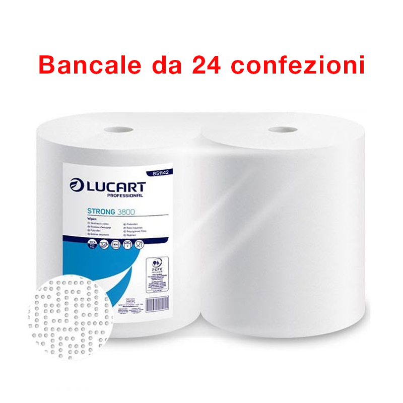 Bancale di 24 confezioni 2 bobine di carta industriali asciugatutto Strong Lucart