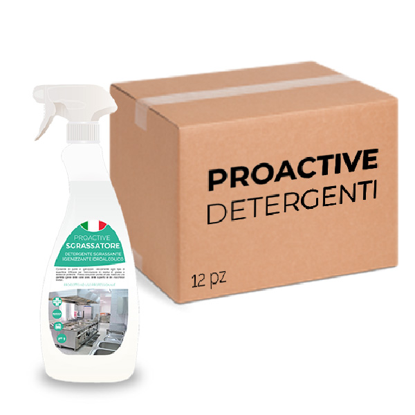 Scatola 12 pezzi di detergente sgrassatore igienizzante idroalcolico ProActive 750 ml