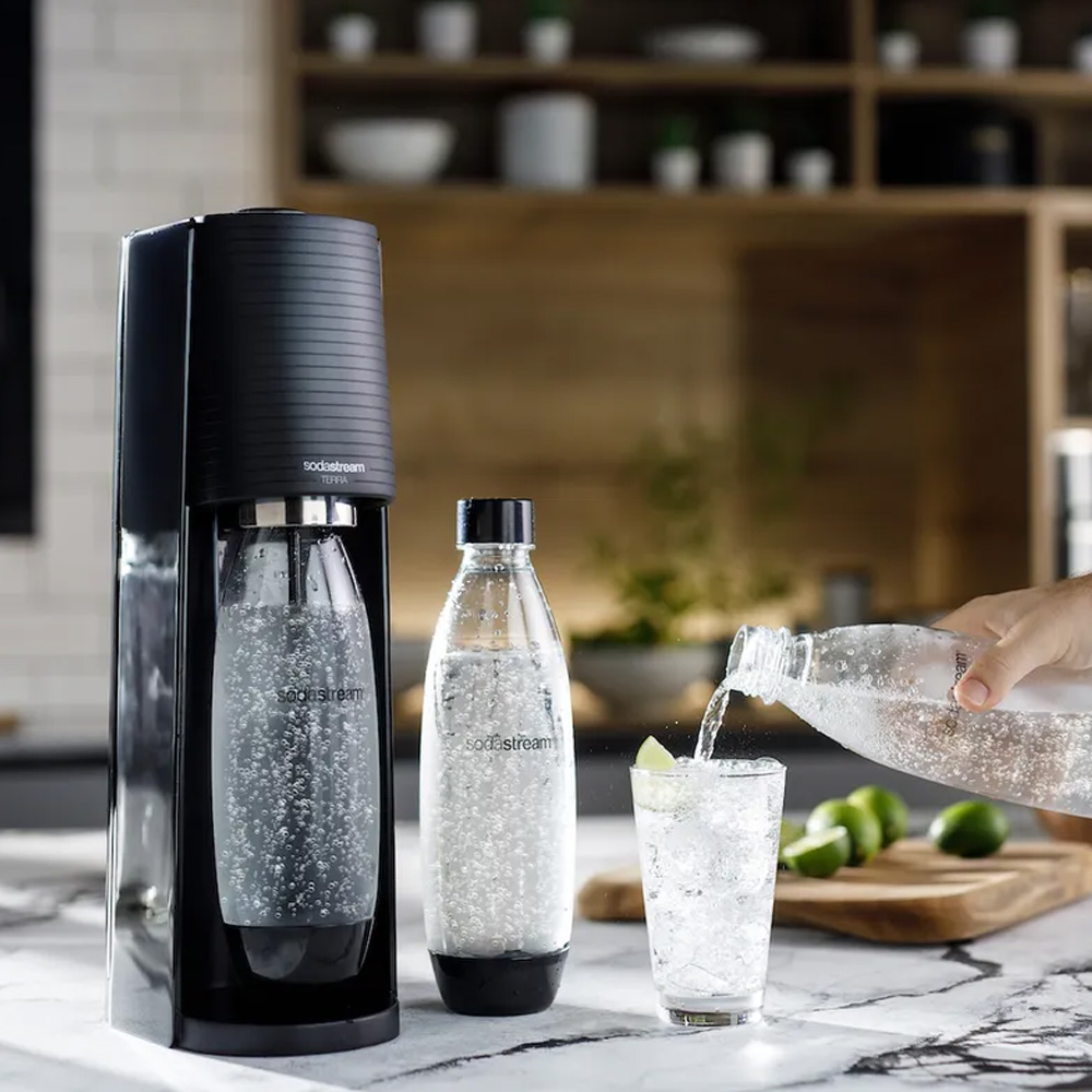 Gasatore Sodastream Terra nero con bottiglia